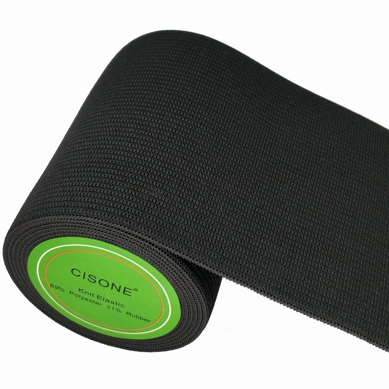 CISONE Knit Elastic 3 Inch Wide Black Heavy Stretch High Elasticity Knit Elastic Band 3 Yards - Image 4